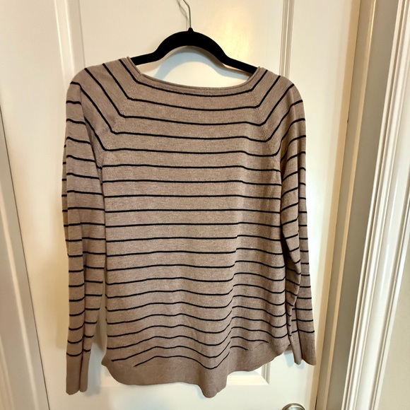 Pink Clover Tan and Black Striped Sweater-Size L - Picture 2 of 5